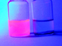 Rhodamine B fluorescent dye decoloration in UV light